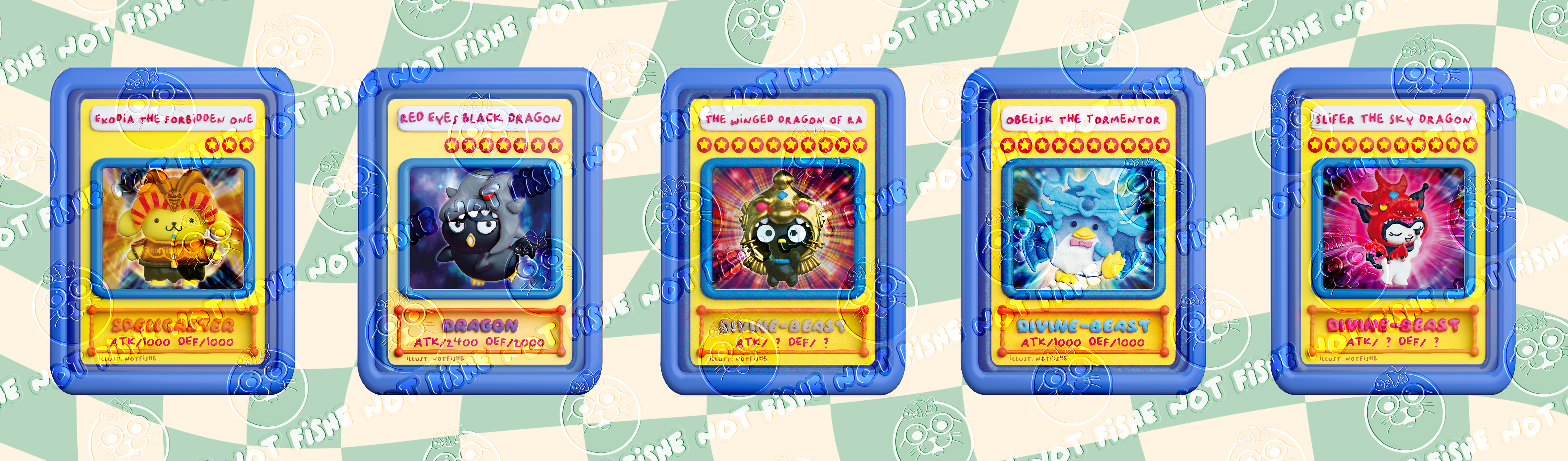 Five gold foil slab cards in acrylic cases