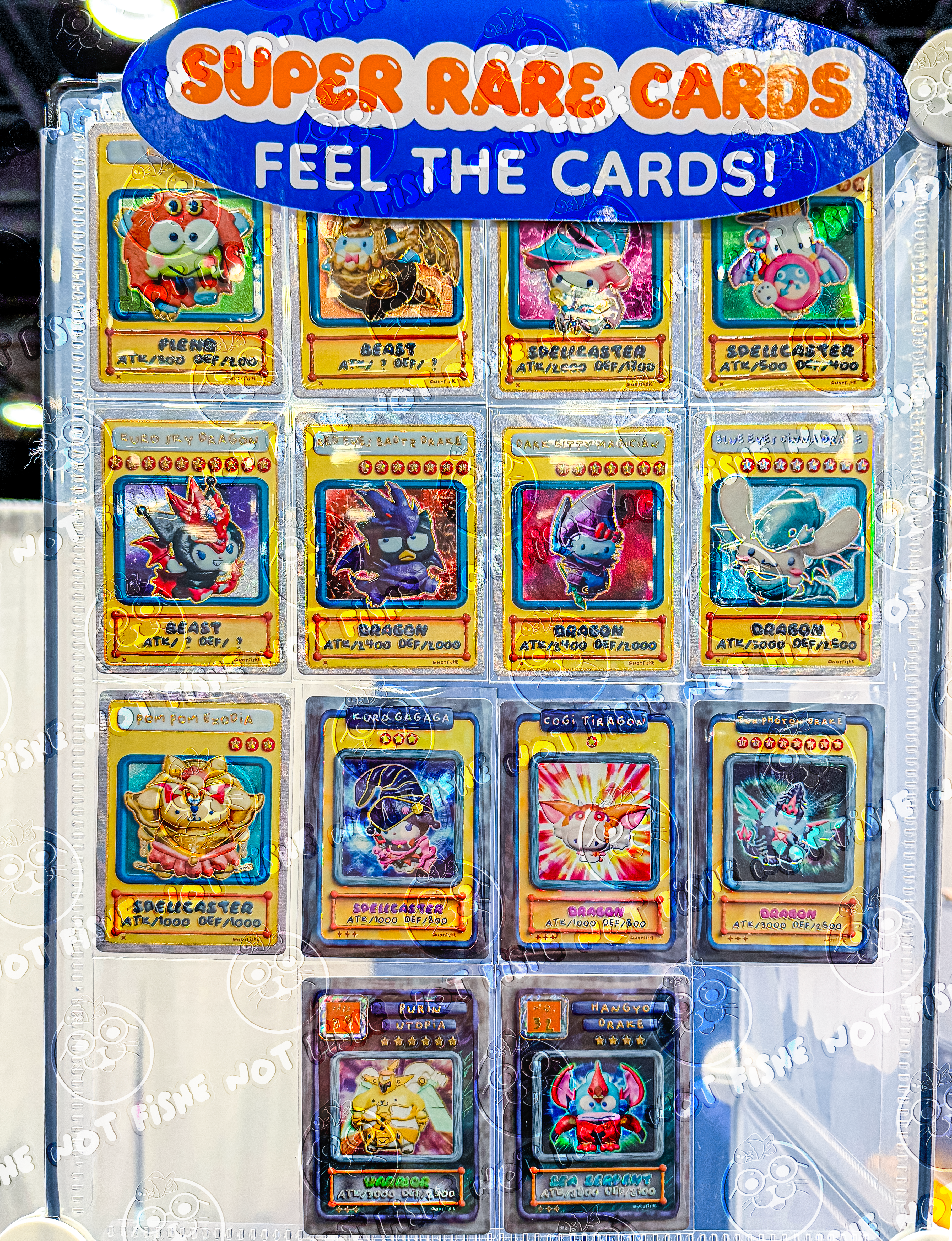 Binder page of super rare foil cards